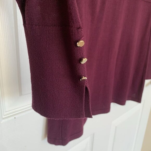 White House Black Market Burgundy Long Sleeve Open Front Cardigan Small - Picture 3 of 6